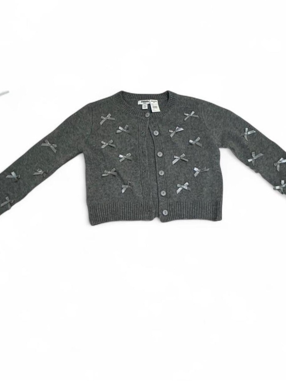 RSQ Gray Bow-Appliqué Knit Cardigan